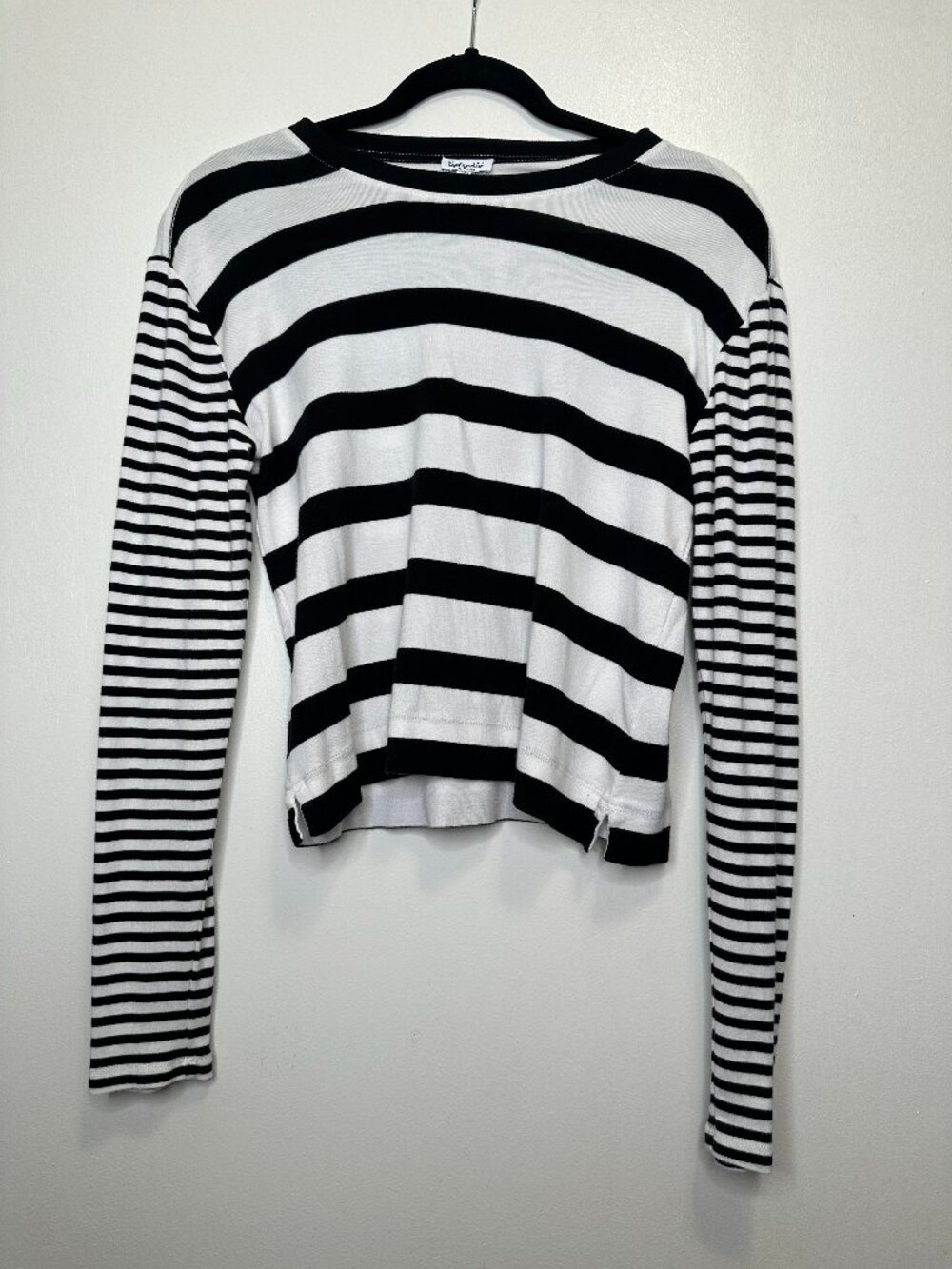 Splendid Long Sleeve Striped Tee - x-small - black and white stripes